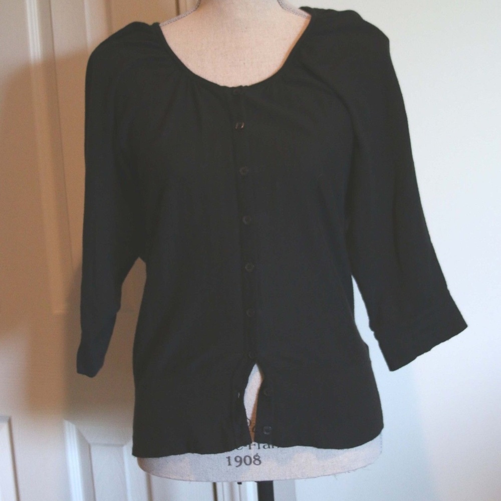 The Limited Black 3/4 Sleeve Cardi Sweater Size M